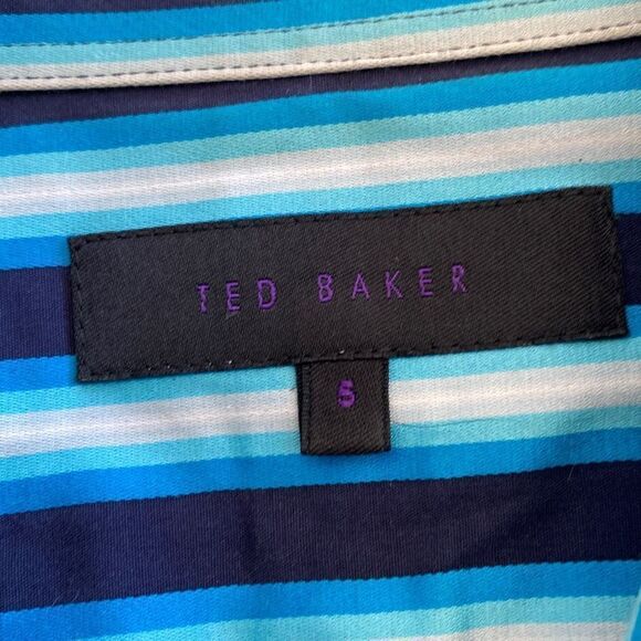 Ted Baker Striped Sateen Finish Flip Cuff Button Down Shirt Size Large - Picture 9 of 11
